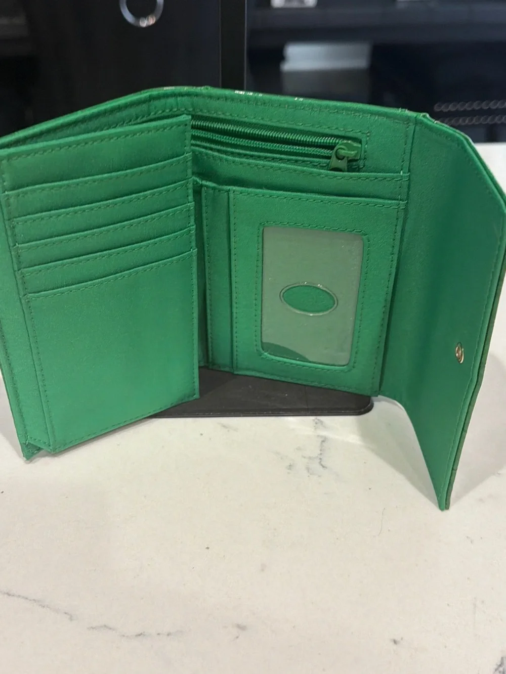 Kate Spade Green Croc-Embossed Leather Wallet